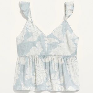 Flutter Sleeve Cami Medium Print Printed Camisole Summer Top Vacay Vacation M